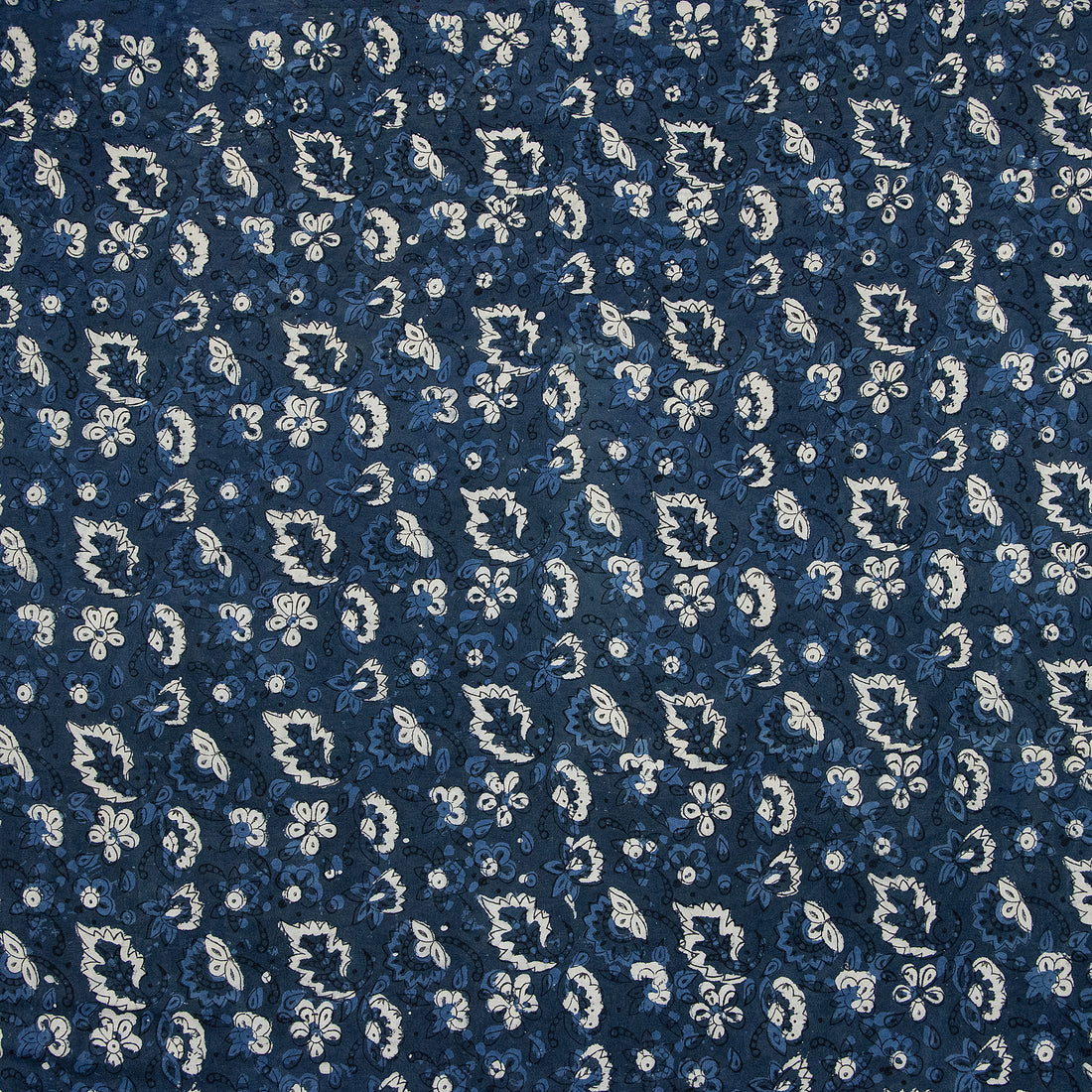 Blue Floral Handmade Dabu Fabric