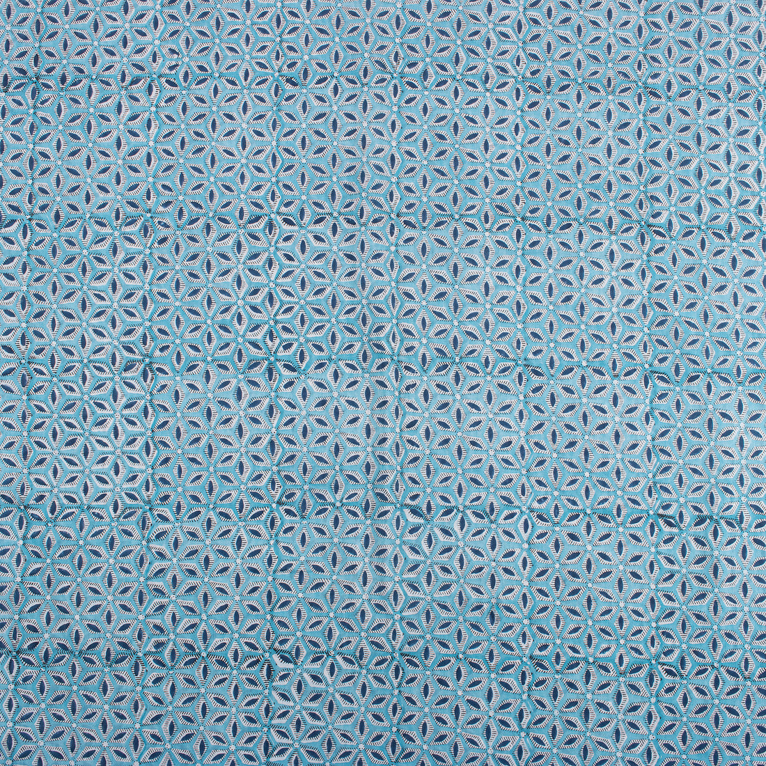 Blue Floral Indian Block Print Fabric