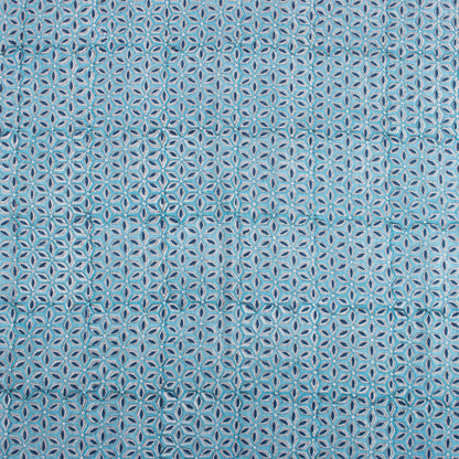 Blue Floral Indian Block Print Fabric