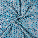 Blue Floral Indian Block Print Fabric
