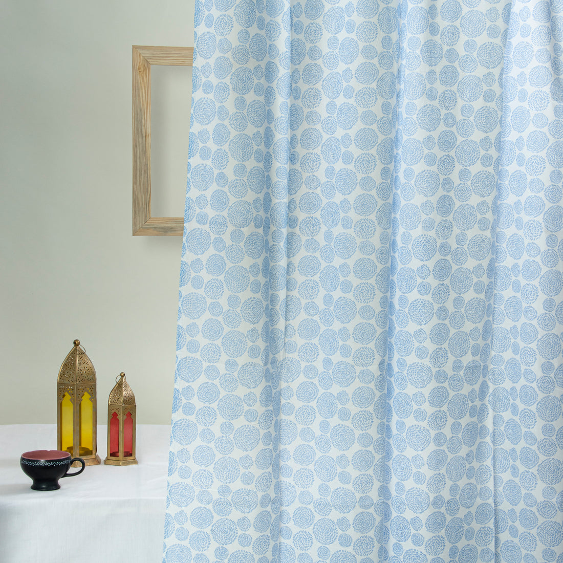 Blue Floral Indian Handmade Cotton Curtains Online
