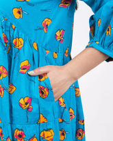 Blue Floral Maxi Dress Hand Block Printed In India