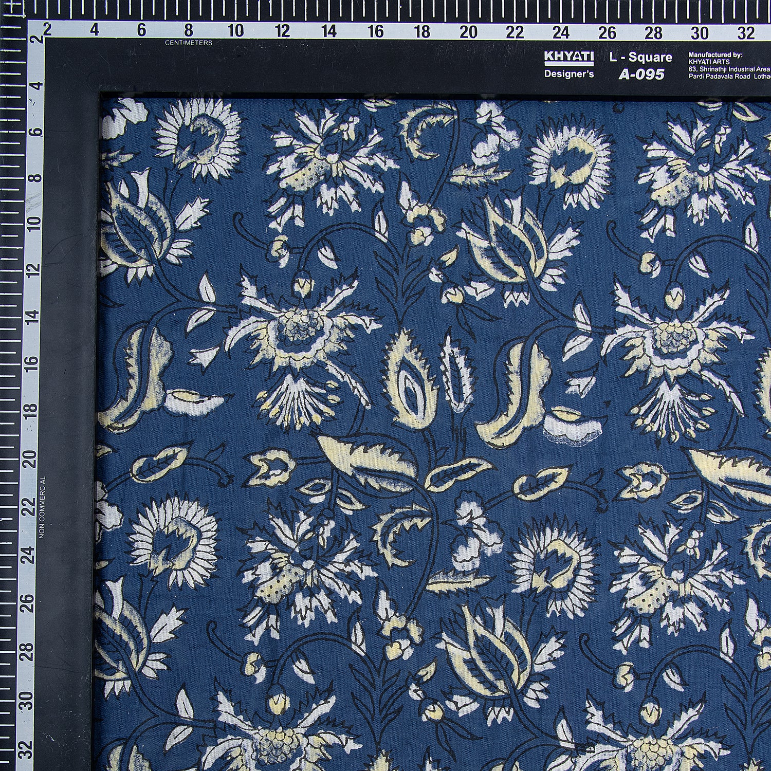 Blue Floral Pure Cotton Hand Block Print Dabu Fabric