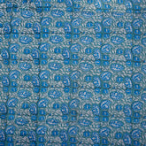 Blue Floral Pure Cotton Hand Block Printed Fabric