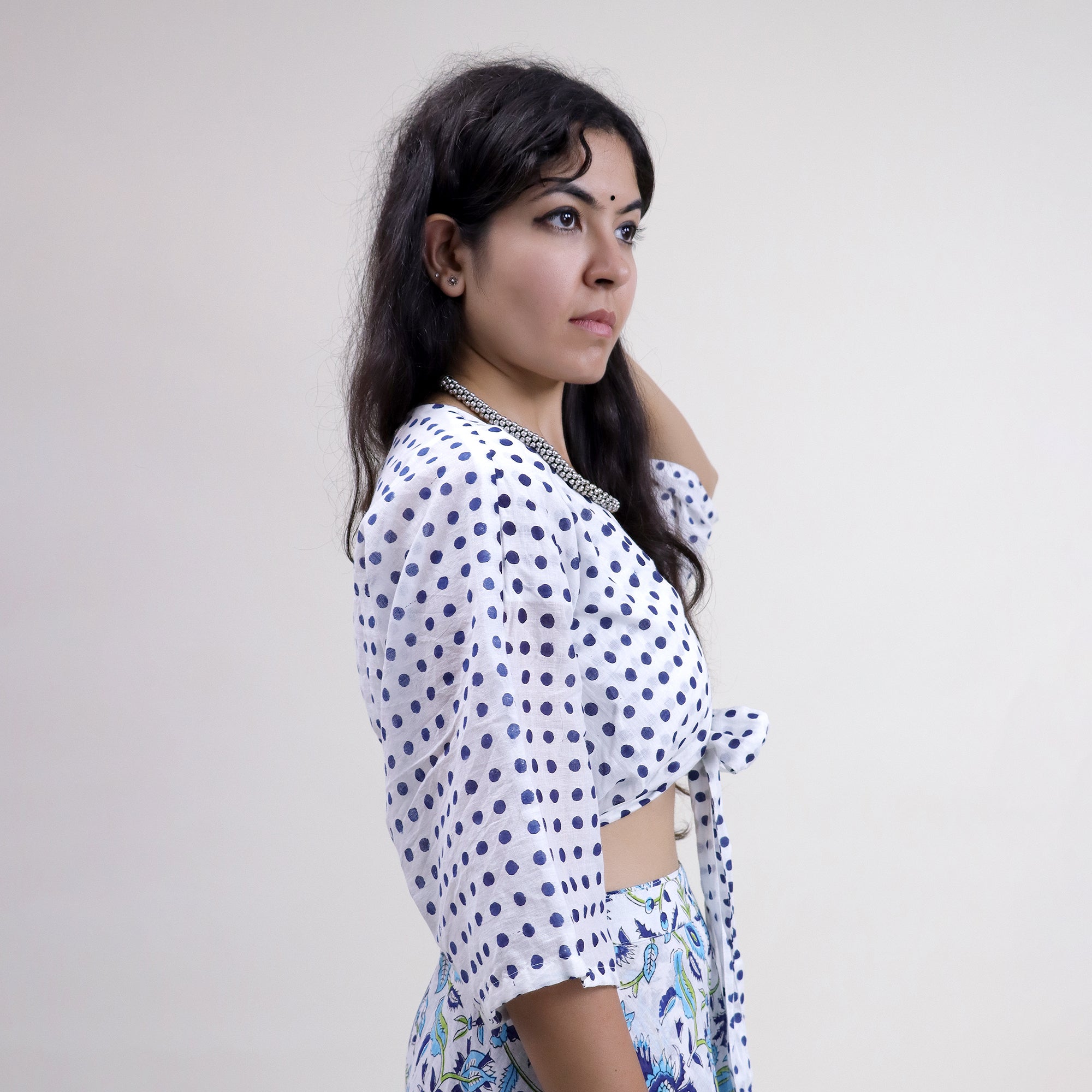 Blue Floral Stylish Cotton Midi Dress For Women&