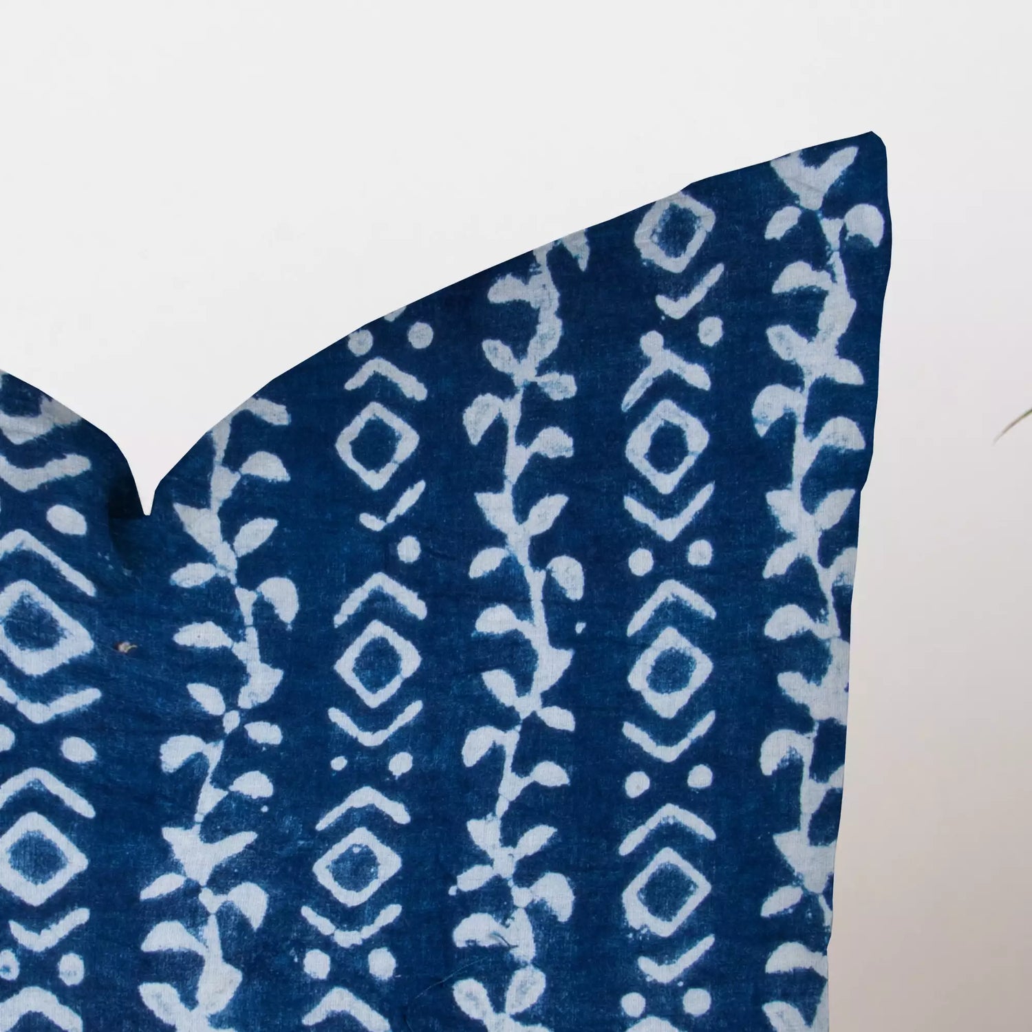 Blue Geometric Hand Block Printed Indigo Cotton Cushion Cover