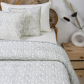 Blue Geometrical Cotton Hand Block Print Kantha Quilt Blanket