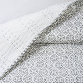 Blue Geometrical Cotton Hand Block Print Kantha Quilt Blanket