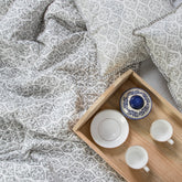 Blue Geometrical Cotton Hand Block Print Kantha Quilt Blanket