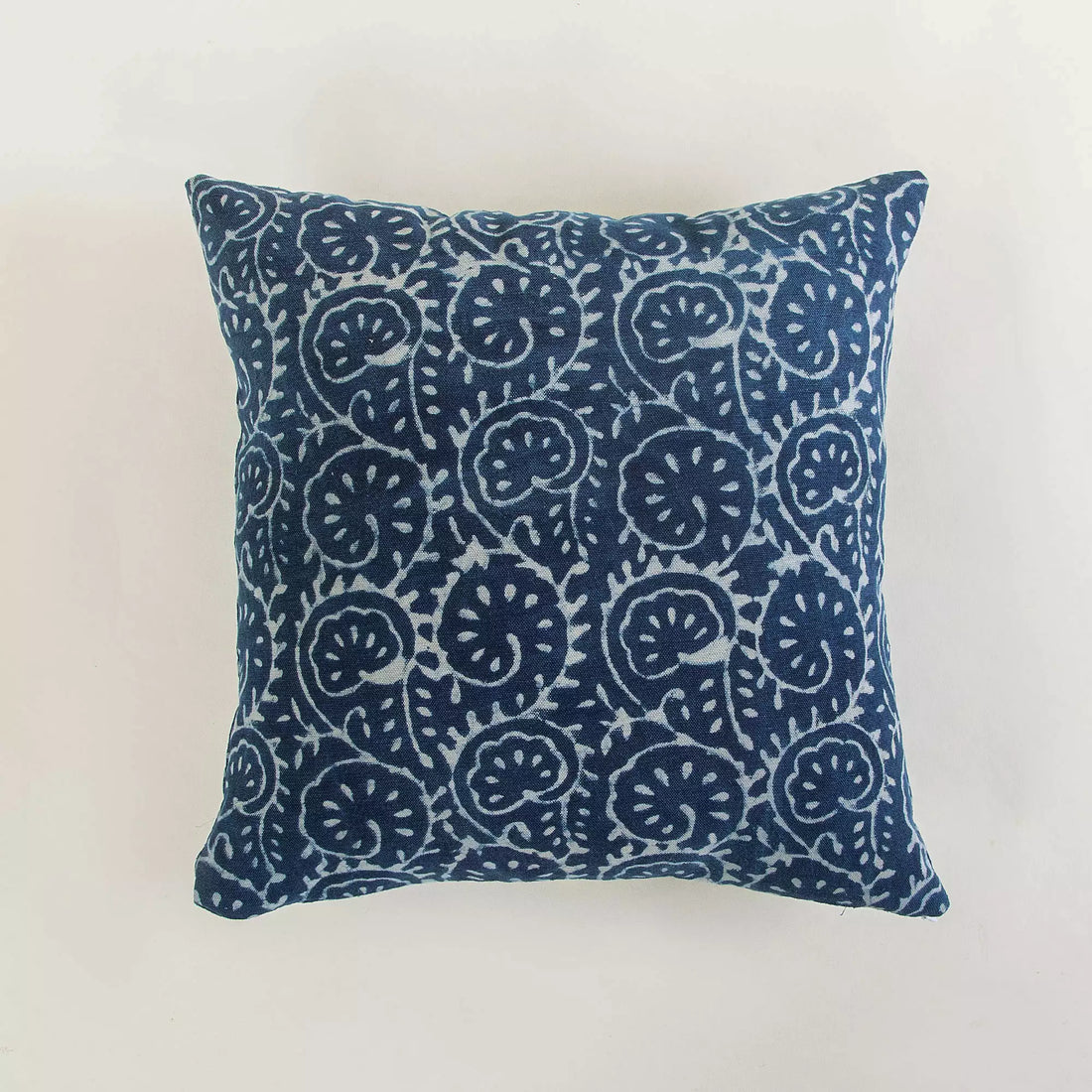 Blue Hand Block Printed Canvas Bed Cushion Cover