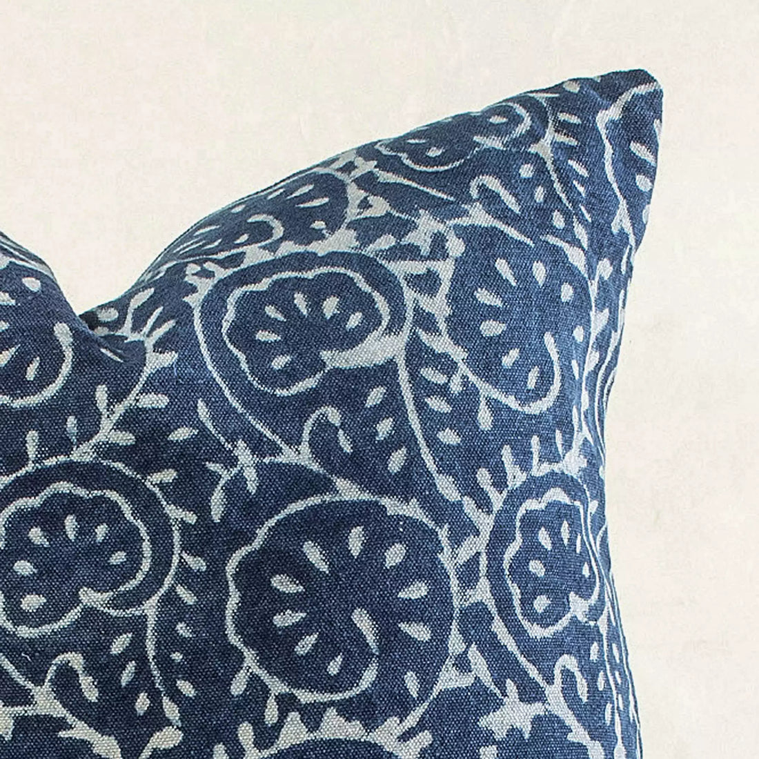 Blue Hand Block Printed Canvas Bed Cushion Cover