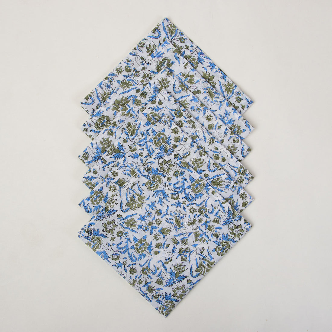 Blue Hand Block Printed Cotton Napkins Cloth