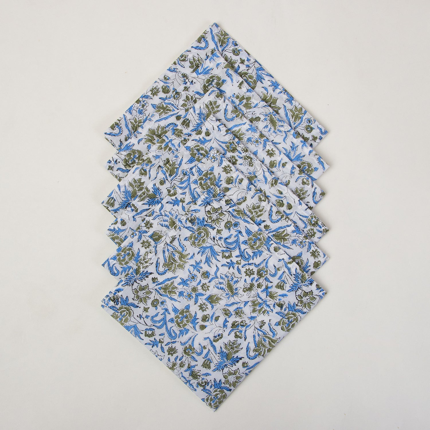 Blue Hand Block Printed Cotton Napkins Cloth
