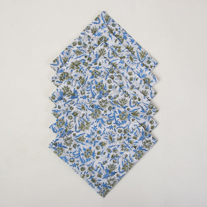 Blue Hand Block Printed Cotton Napkins Cloth