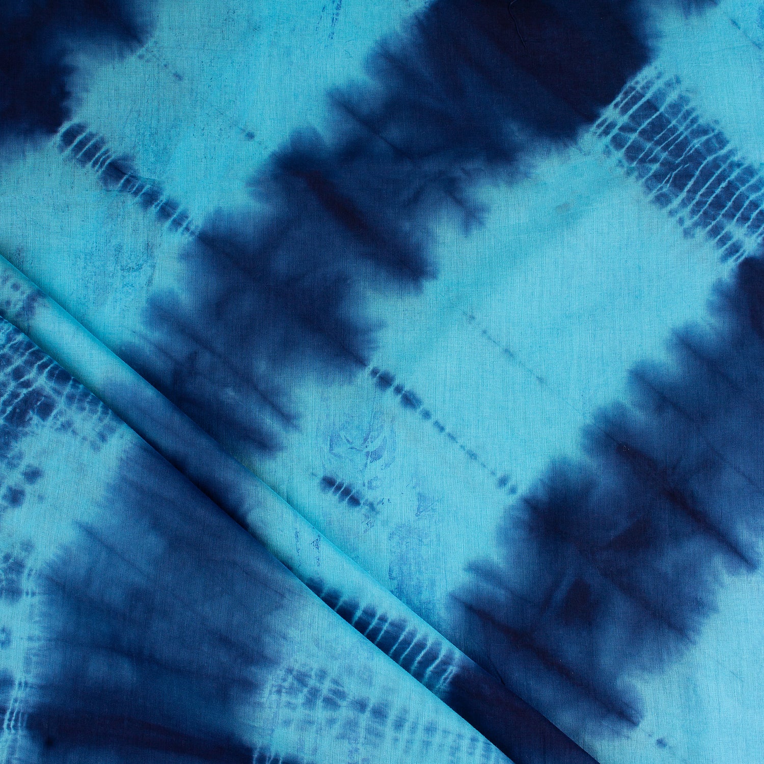 Blue Hand Tie Dye Cotton Shibori Fabric Online