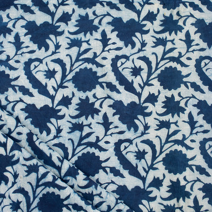 Blue Indigo Hand Block Printed Summer Dress Fabric