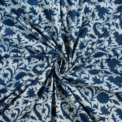 Blue Indigo Hand Block Printed Summer Dress Fabric
