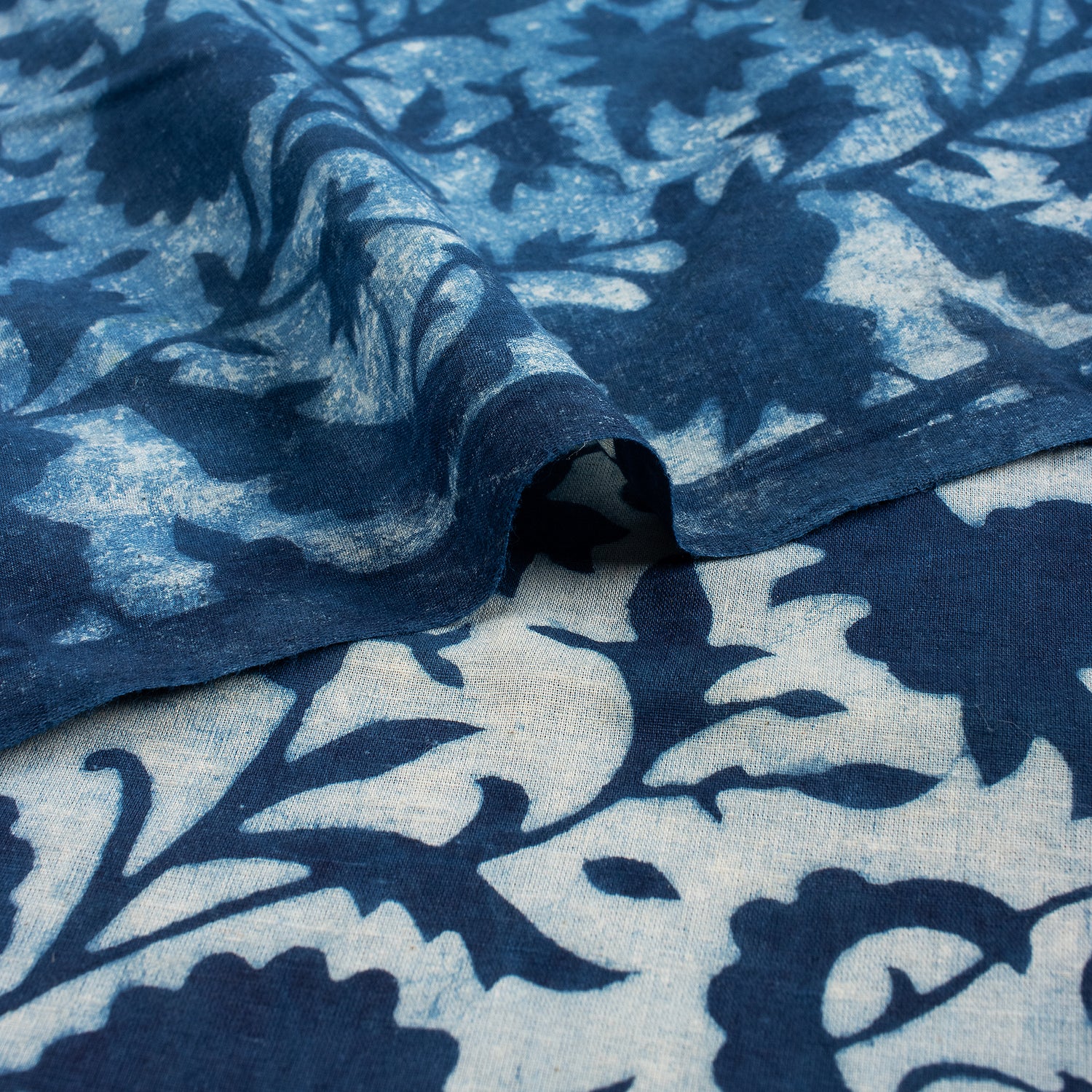 Blue Indigo Hand Block Printed Summer Dress Fabric
