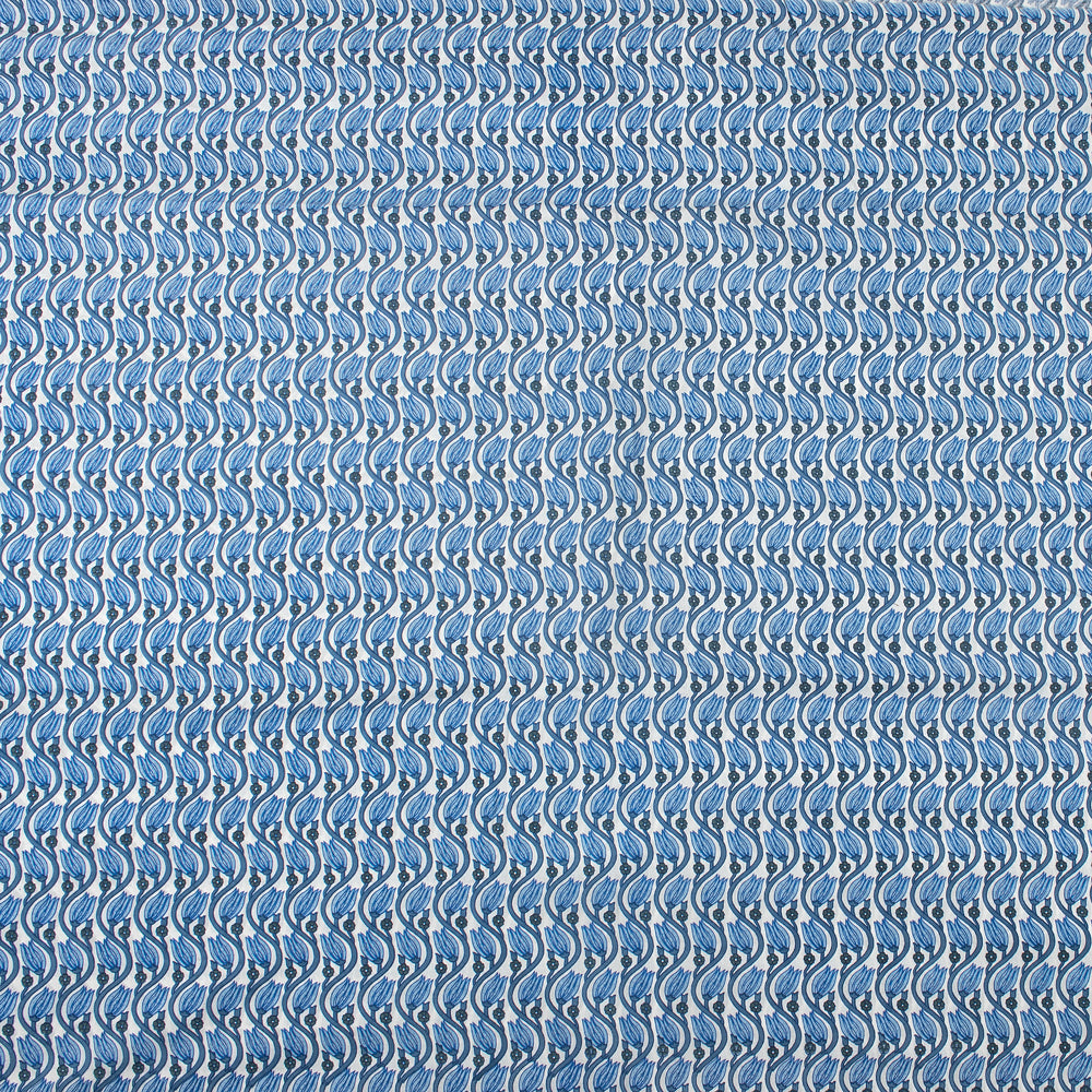 Blue Leaf Hand Block Printed Cotton Fabric