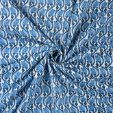 Blue Leaf Hand Block Printed Cotton Fabric