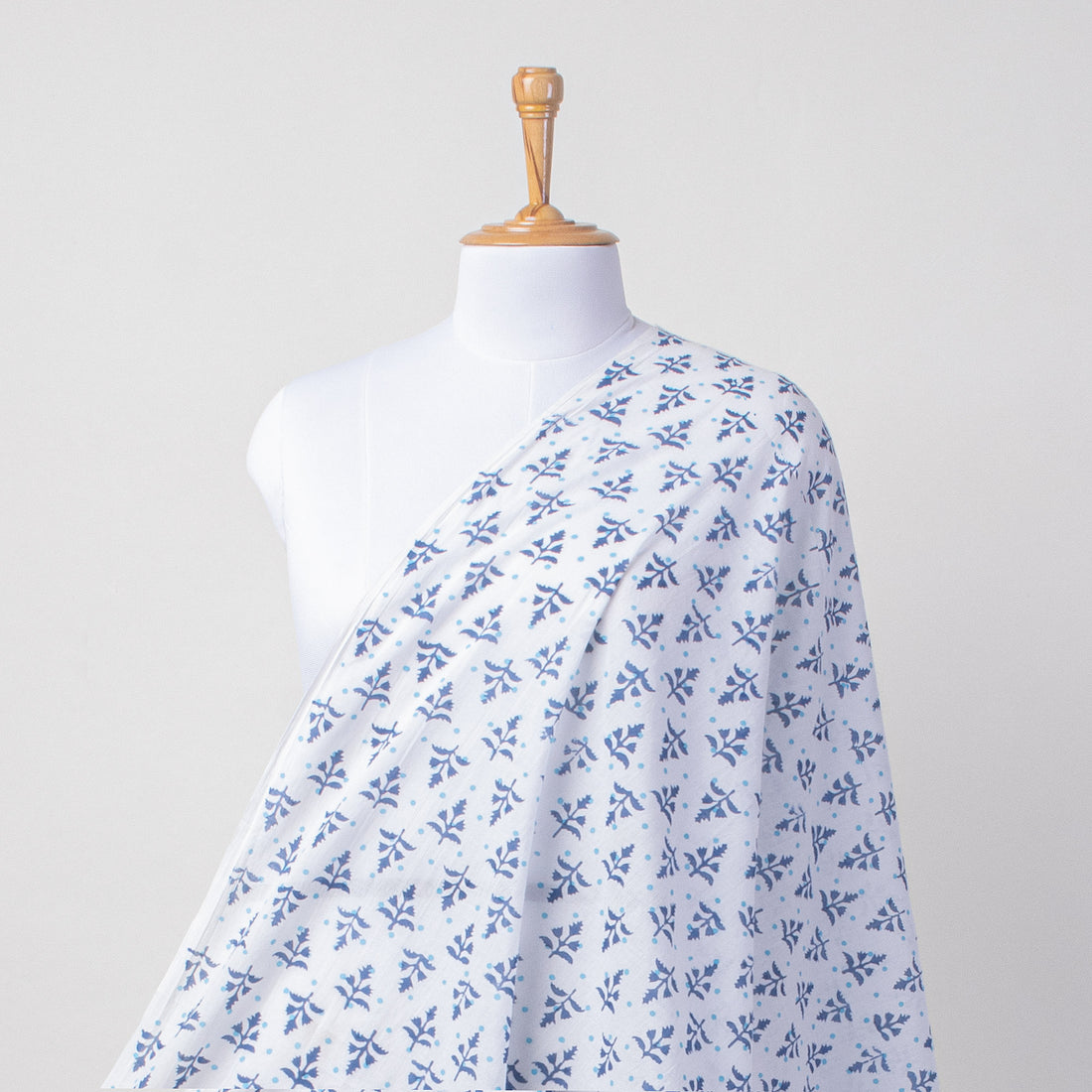 Blue Leaf Indian Hand Block Print Sarong For Women