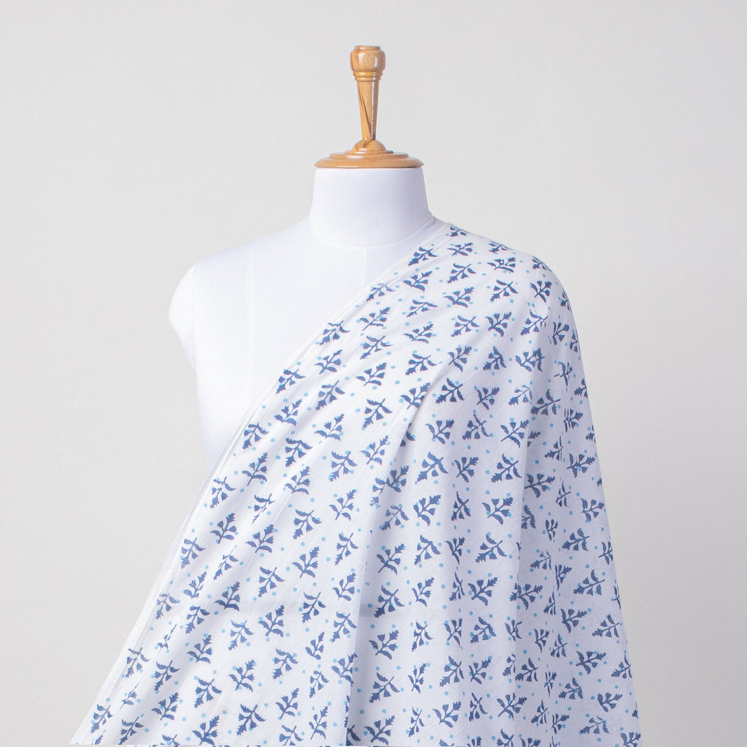 Blue Leaf Indian Hand Block Print Sarong For Women