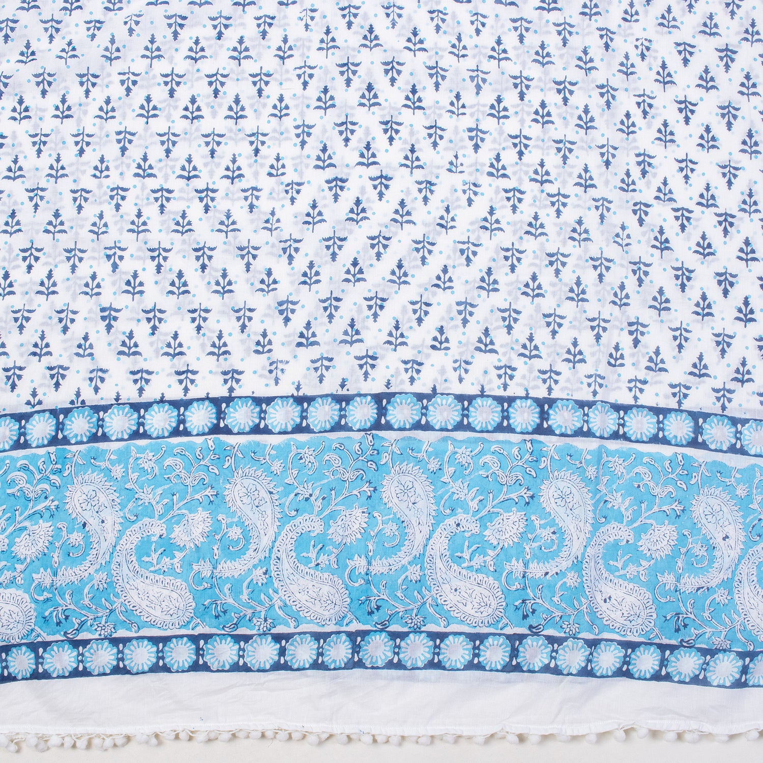 Blue Leaf Indian Hand Block Print Sarong For Women
