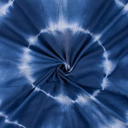 Blue Natural Tie Dye Cotton Shibori Fabric