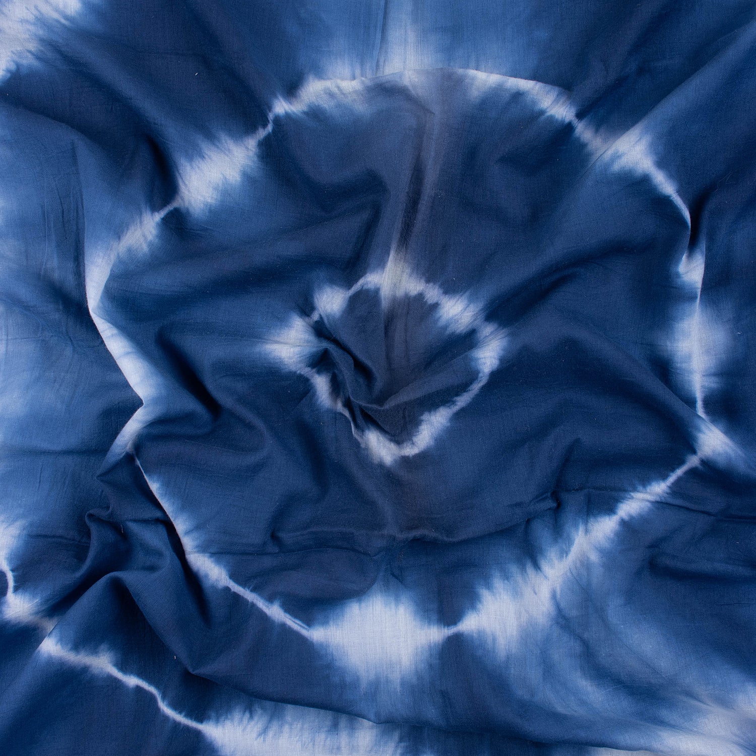 Blue Natural Tie Dye Cotton Shibori Fabric