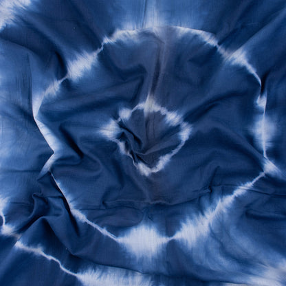 Blue Natural Tie Dye Cotton Shibori Fabric