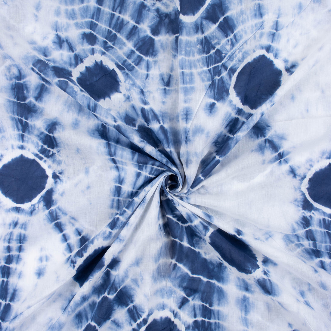 Blue Polkas Dots Tie Dye Shibori Fabric