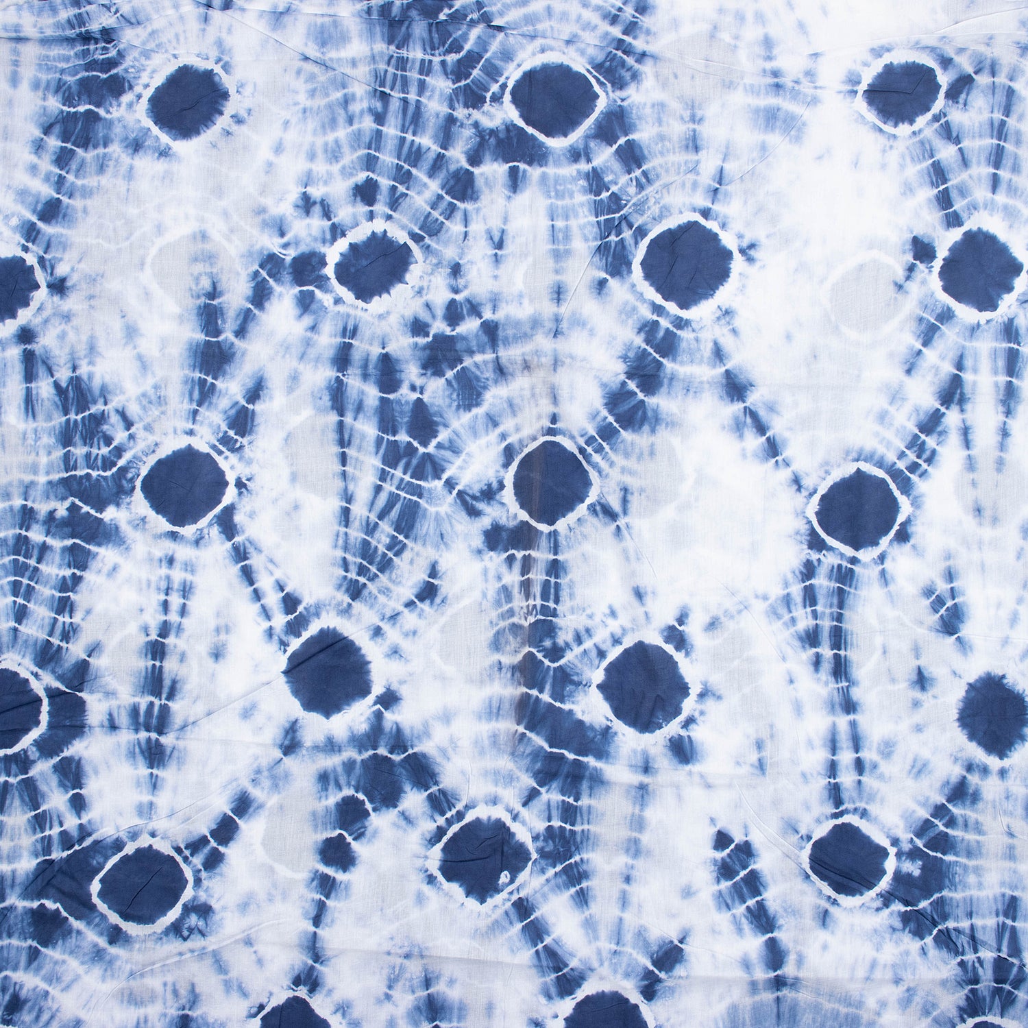 Blue Polkas Dots Tie Dye Shibori Fabric