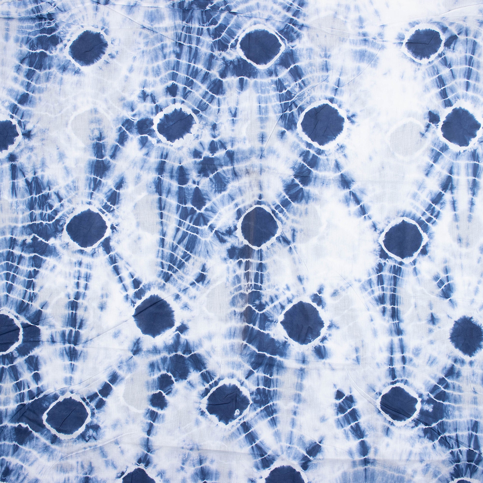 Blue Polkas Dots Tie Dye Shibori Fabric