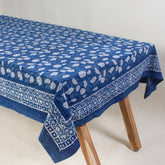 Blue Pure Cotton Hanad Block Printed Table Cover
