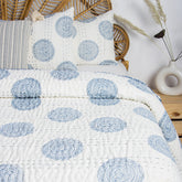Blue Rangoli Hand Block Print Cotton Kantha Quilt Blanket