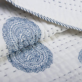 Blue Rangoli Hand Block Print Cotton Kantha Quilt Blanket