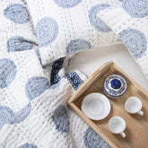 Blue Rangoli Hand Block Print Cotton Kantha Quilt Blanket