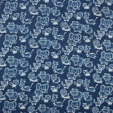 Blue Safari Animal Cotton Indigo Fabric