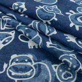 Blue Safari Animal Cotton Indigo Fabric