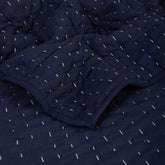 Blue Stitched Cotton Indian Kantha Quilt Blanket