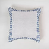 Blue Stripe Kantha Stitched Cotton Cushion Cover