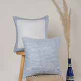 Blue Stripe Kantha Stitched Cotton Cushion Cover