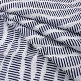Blue Striped Block Printed Indian Fabric For Kurti