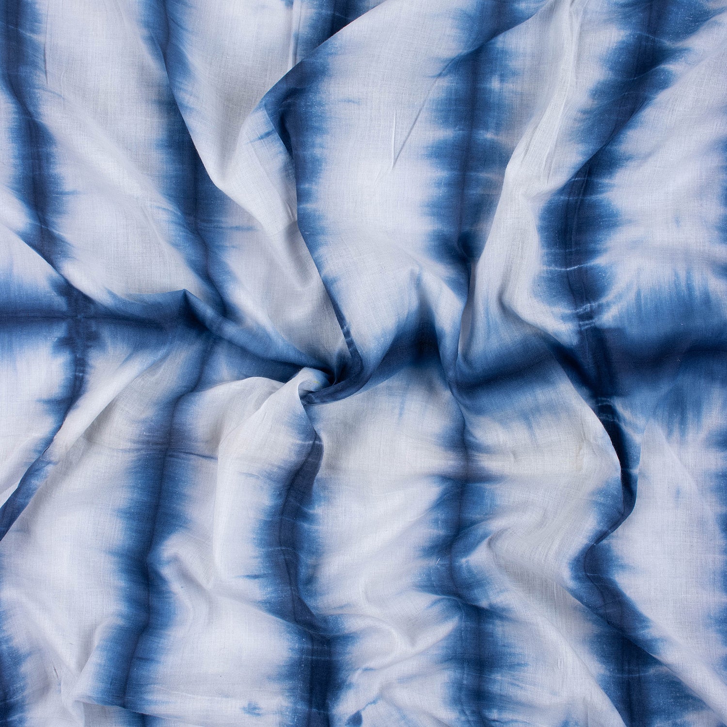 Blue Striped Natrual Dyed Cotton Shibori Fabric