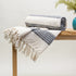 Blue Striped Organic Cotton Woven Blanket Throws