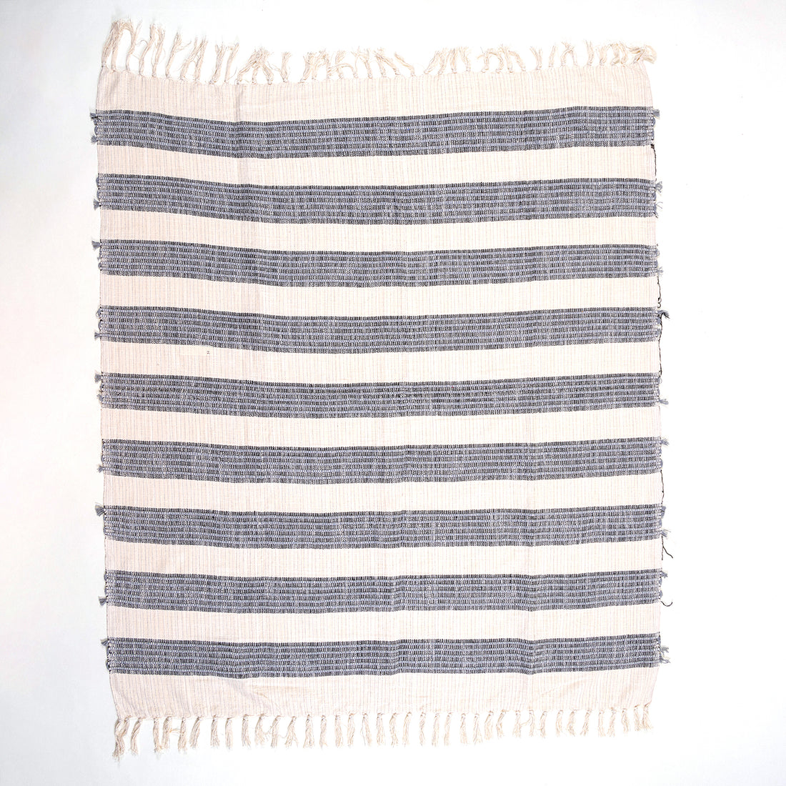 Blue Striped Organic Cotton Woven Blanket Throws