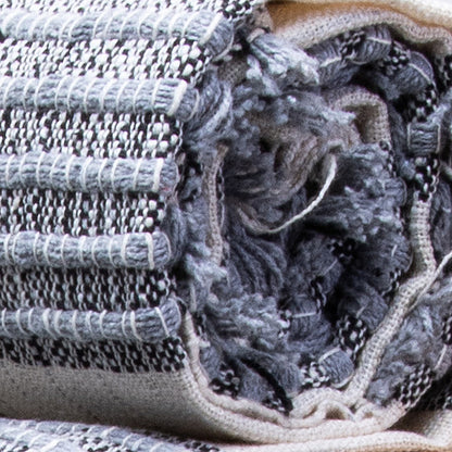 Blue Striped Organic Cotton Woven Blanket Throws
