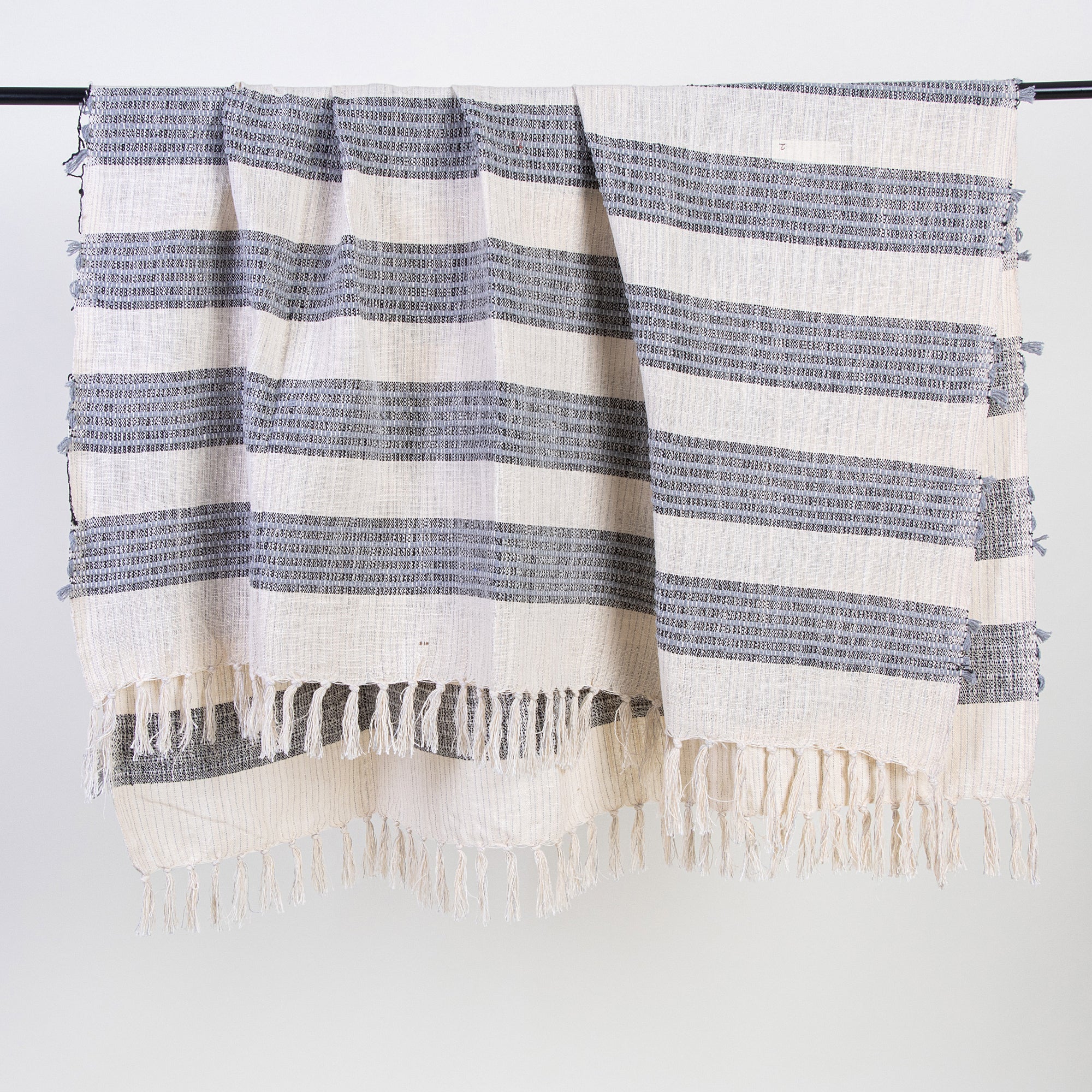 Blue Striped Organic Cotton Woven Blanket Throws