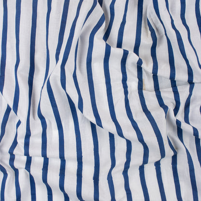 Blue Striped Pure Cotton Indian Fabric