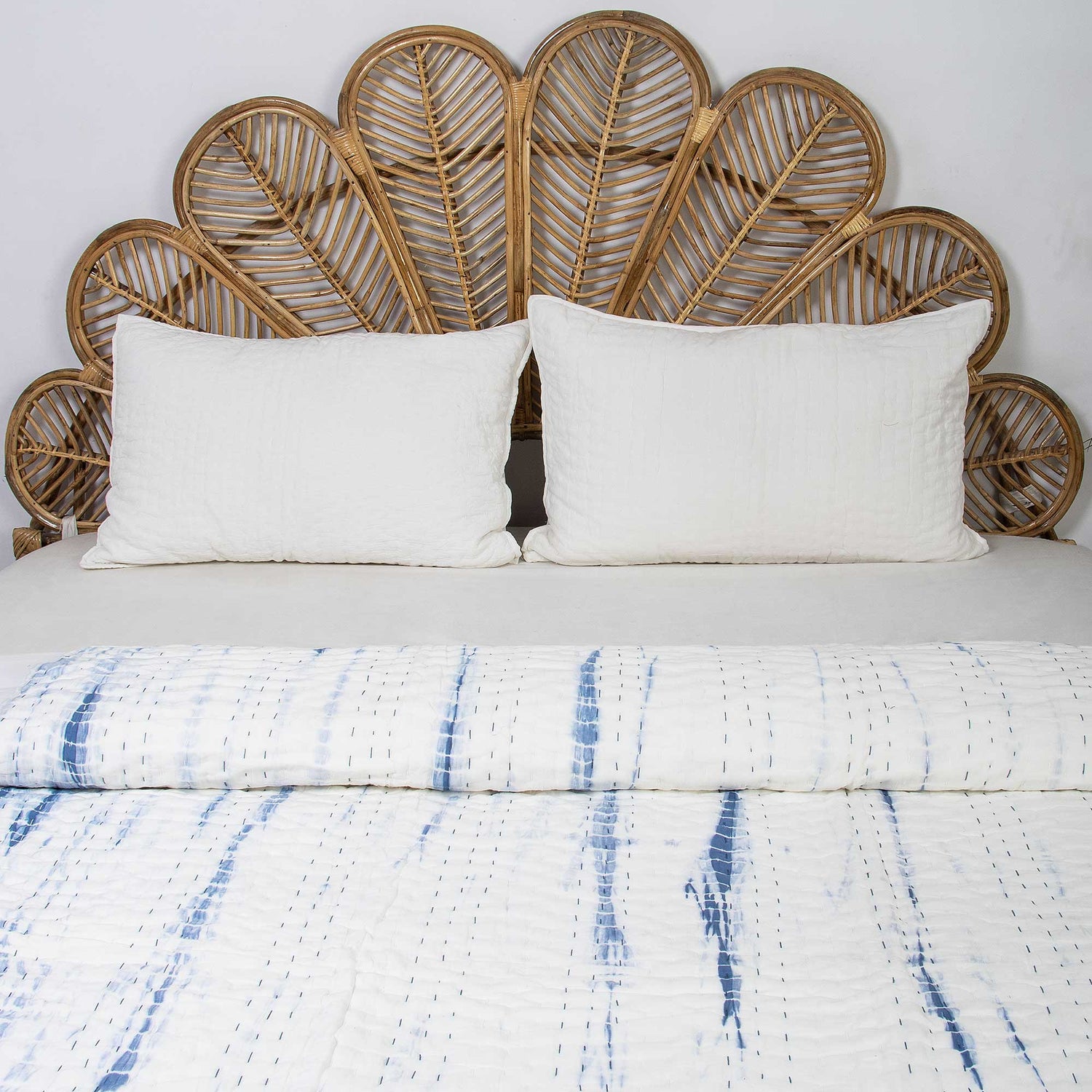 Blue Tie Dye Cotton Kantha Quilt Blanket